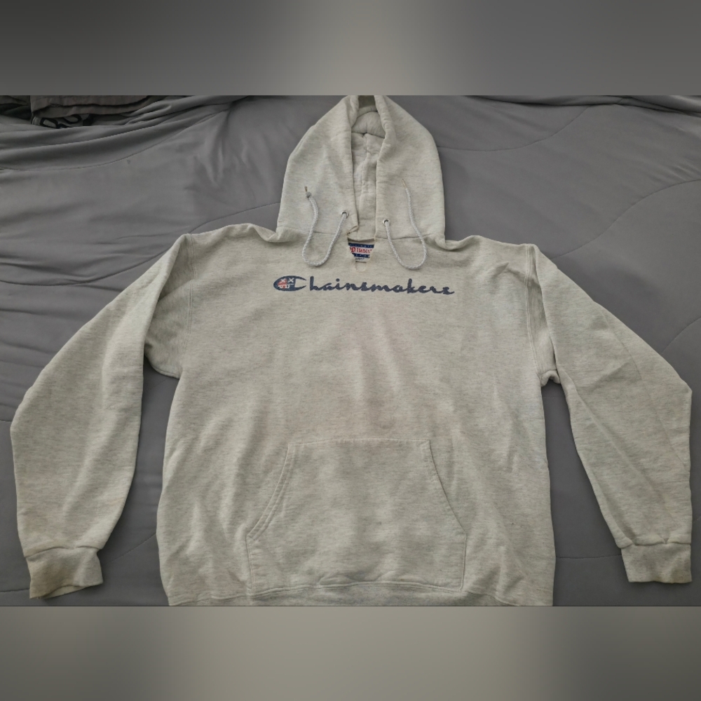 Chainsmokers X Champions Upcycled Hanes Light Grey Hoodie UNISEX